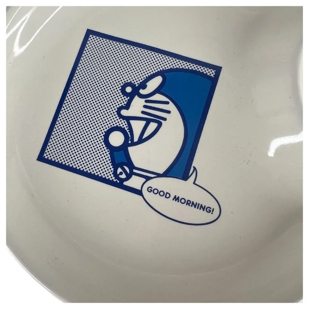 Doraemon Ceramic Breakfast Plate Dipping Cup Combo White And‎ Blue Design Anime